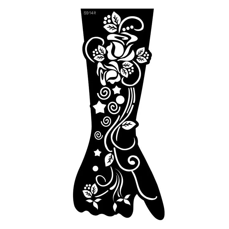 Geometric hollow template tattoo stickers showing intricate paper carving designs for stencilling
