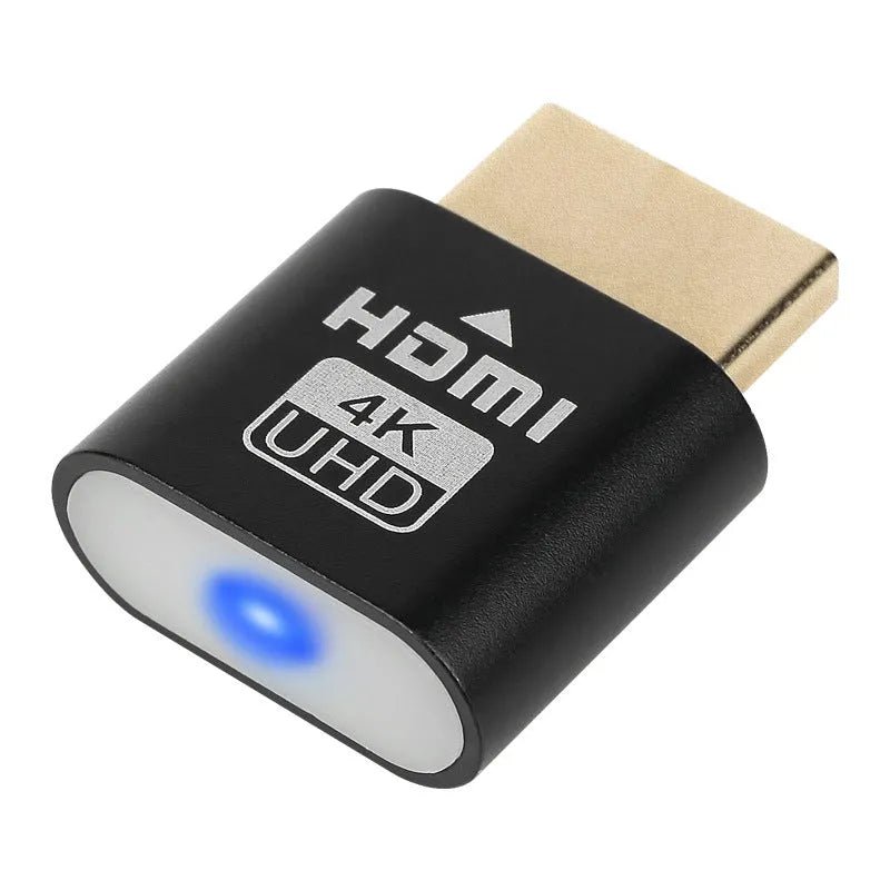 Compact 26.5mm HDMI dummy load plug for graphics cards in various connector colours.