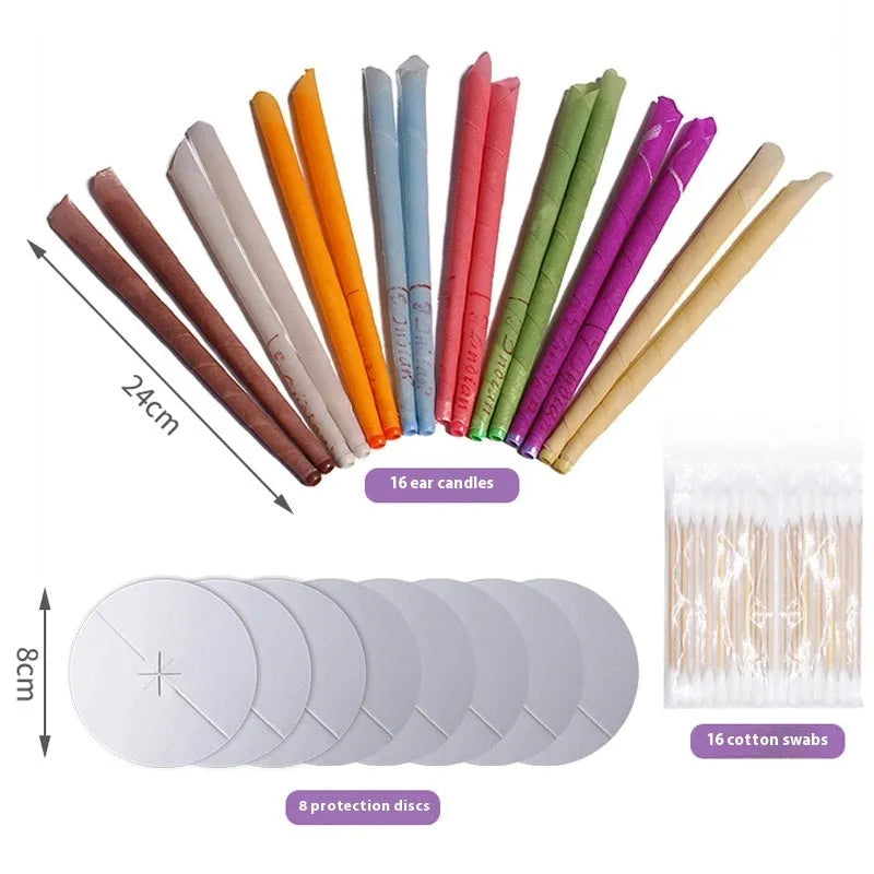Ear candles suit with cotton cloth construction, protection boards, and cotton swabs