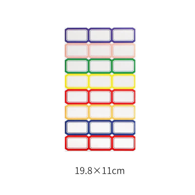 Assortment of paper adhesive stickers, labels, A6 rulers, and sticky notes in various colours and grid layouts.