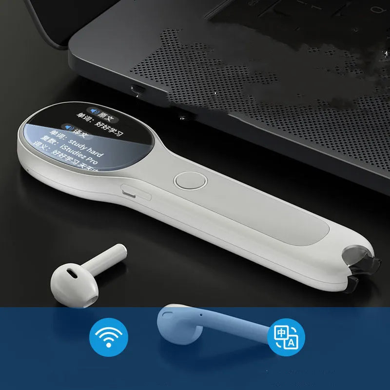 White universal reading pen for Chinese and English language learning with USB cable