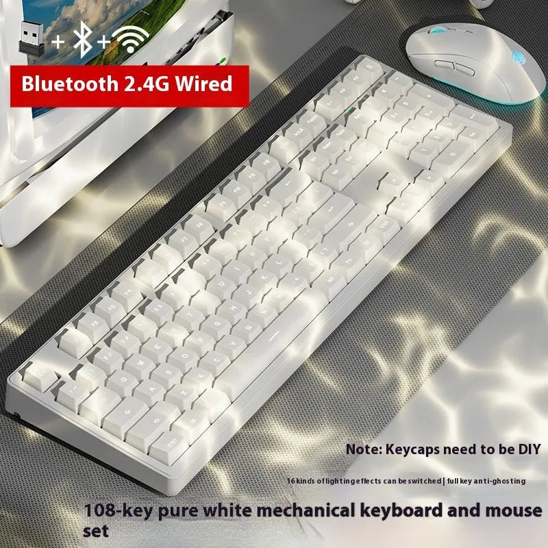 Mechanical keyboard with three connectivity modes in blue and white colour matching design