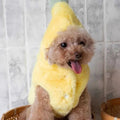Yellow funny banana dog costume made from polyester for autumn and winter pet clothing, available in sizes S M L XL
