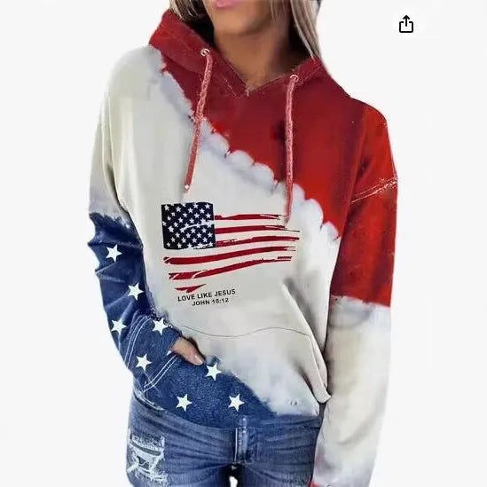 Men's hooded digital print sweatshirt loose fit polyester blend long sleeve side pocket multiple colours