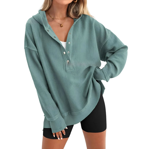Women's loose-fitting raglan sleeve sweater in peacock green colour for autumn winter wear
