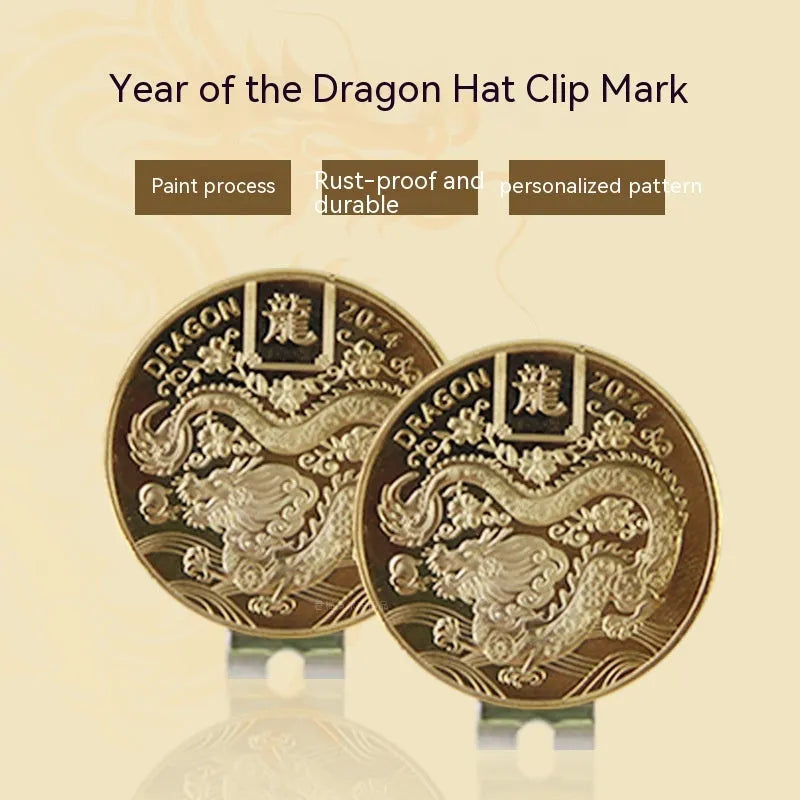 Zinc alloy golf hat clip with a detailed personalised metal craft design.