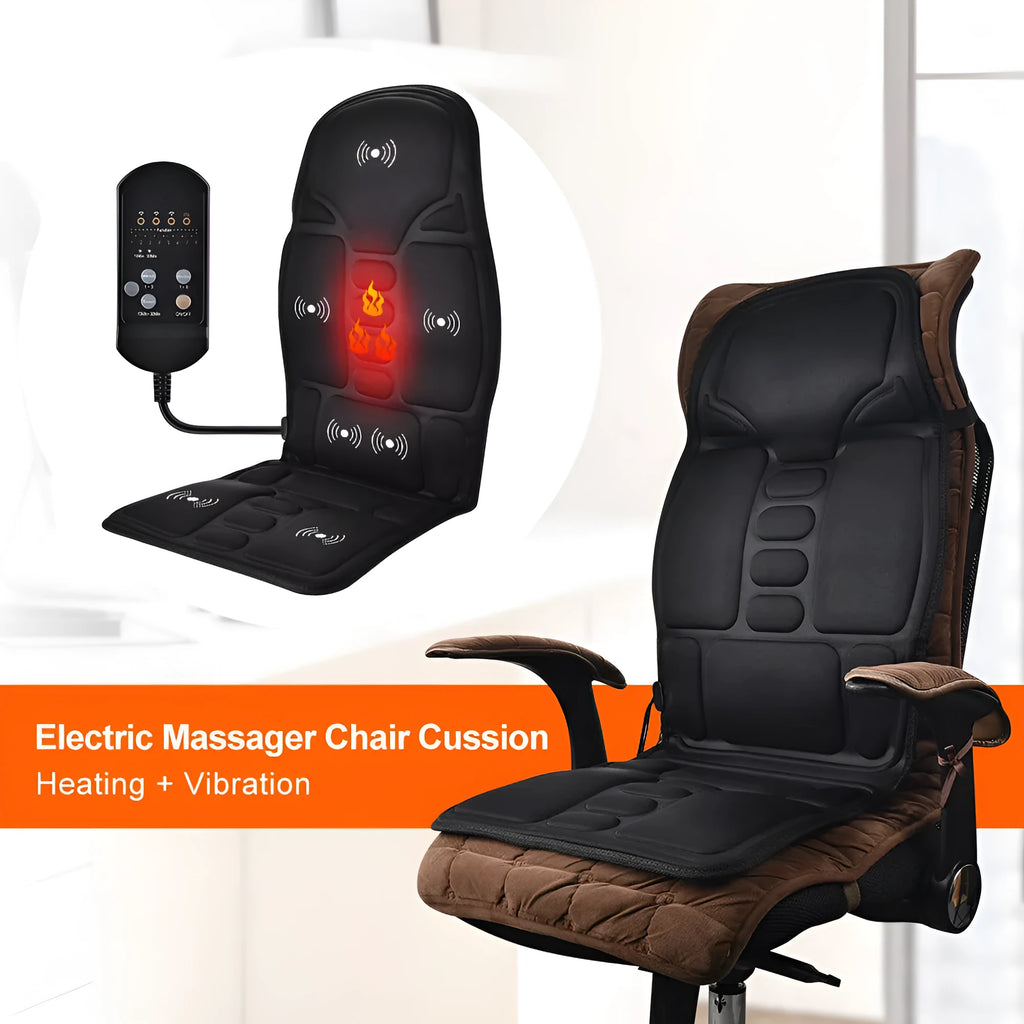Black electric cervical vertebra car kneading instrument with wireless remote control.