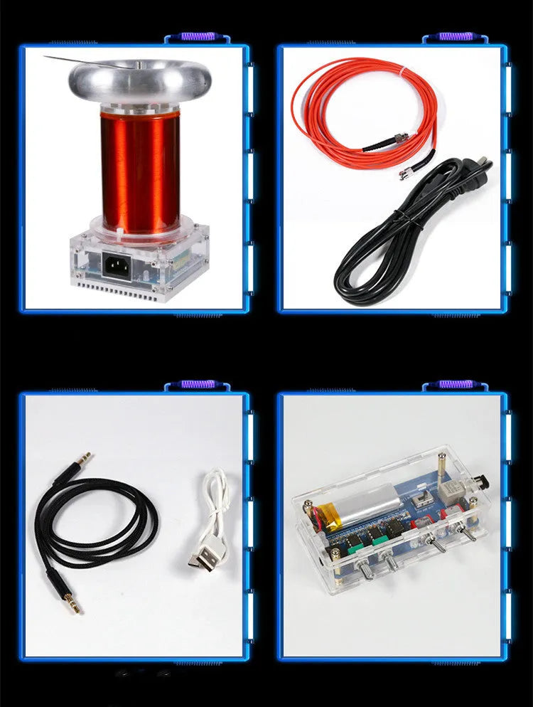 Music Tesla Coil SSTC driver board kit with controller, cables, and accessories for high-voltage lightning displays