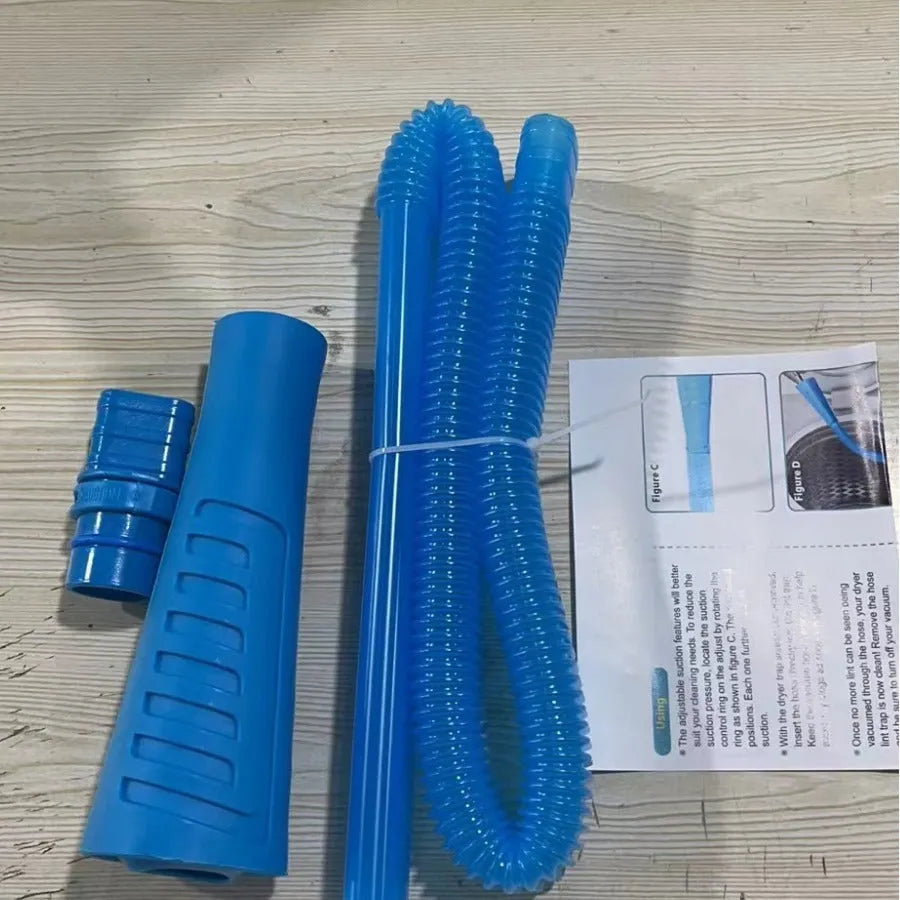 Blue plastic suction pipe cleaner with round head connector for vacuum hose attachment