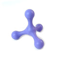 Blue silicone puppy teething toy with three legs, measuring 9.5 cm for small and medium dogs.