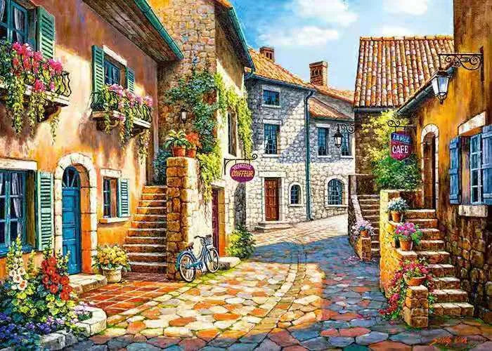 Rimless linen oil painting landscape artwork 40x50cm hand-painted wall decoration