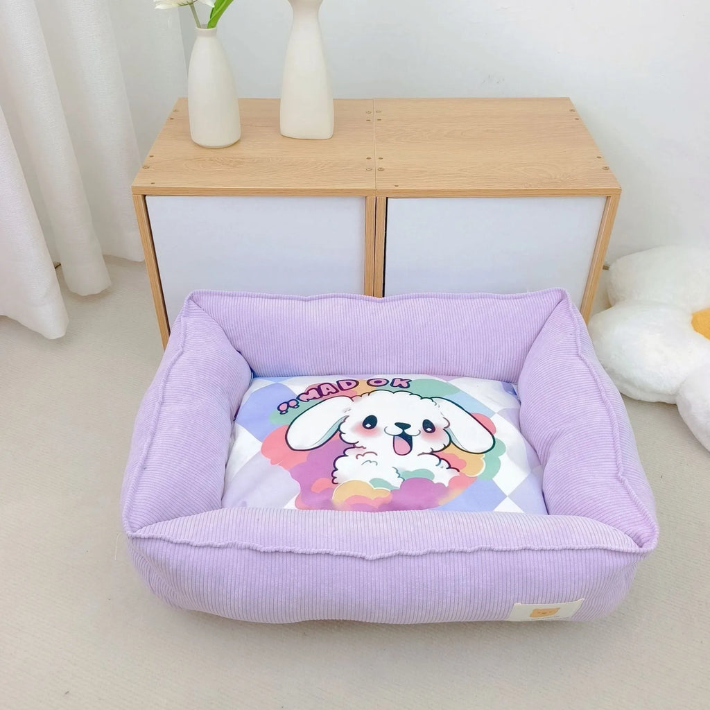 Light blue soft cloth pet winter nest for dogs and cats, showing plush velvet interior.