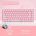 White backlit 82-key metal mechanical gaming keyboard with pink switches for laptops.