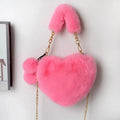 Love Bags soft plush heart-shaped handbag for women with detachable shoulder strap