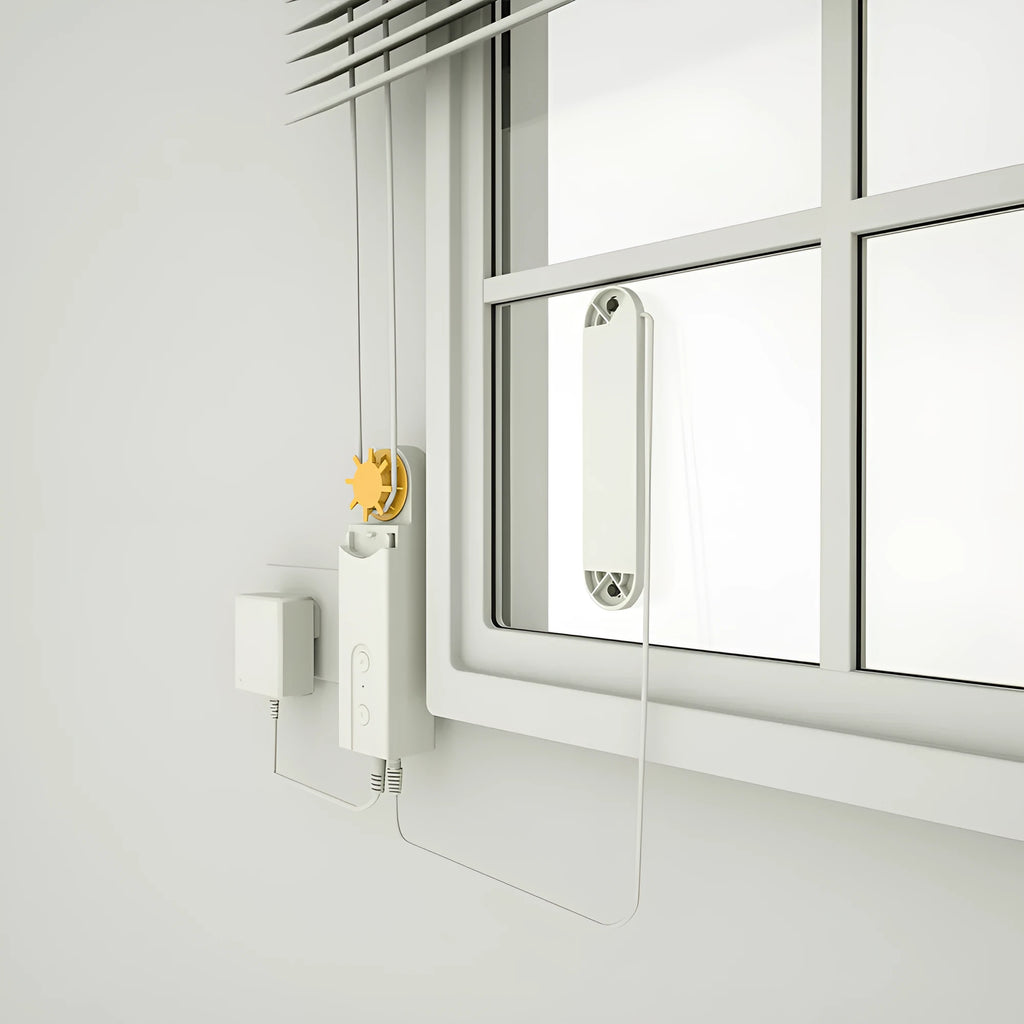 White smart electric curtain motor with APP timer and switch control, PC shell, for home automation