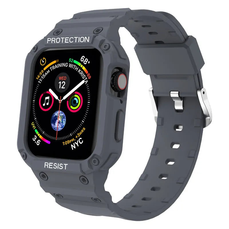 Soft TPU sport-style strap for Apple Watch Series 8 in multiple colour options on a white background.