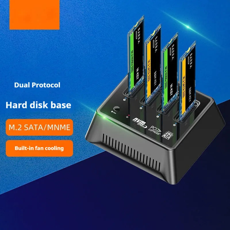 Aluminium alloy M2 dual protocol SSD base measuring 90x78x34mm