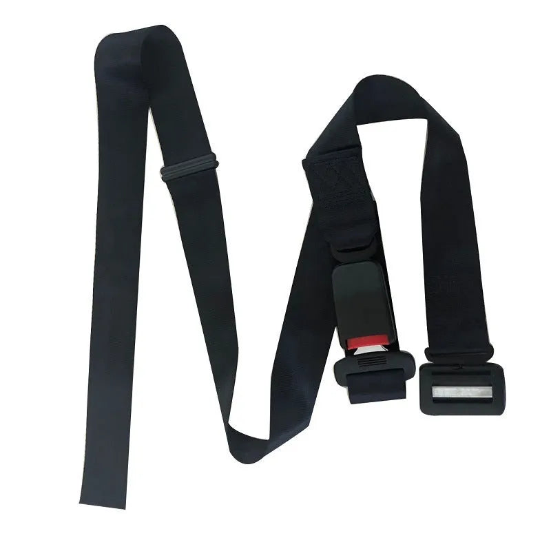Black ABS polyester pregnancy seat belt adjuster with metal buckle