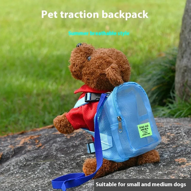 Breathable mesh dog backpack carrier in polyester canvas available in four colours