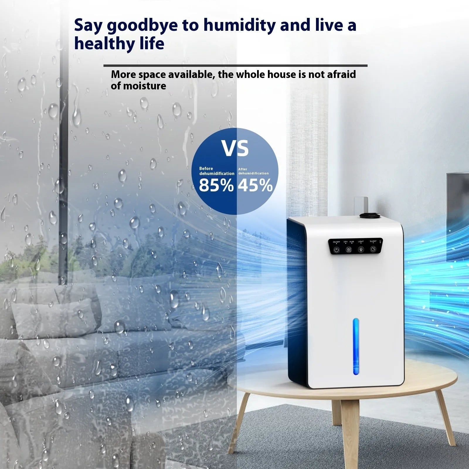 Milky white small household dehumidifier for bedrooms up to 20 square metres