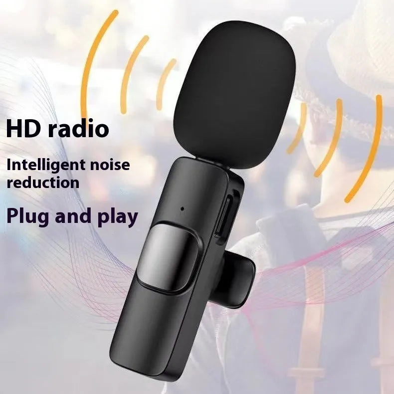 Wireless collar clip microphone for outdoor video recording with multiple interface options