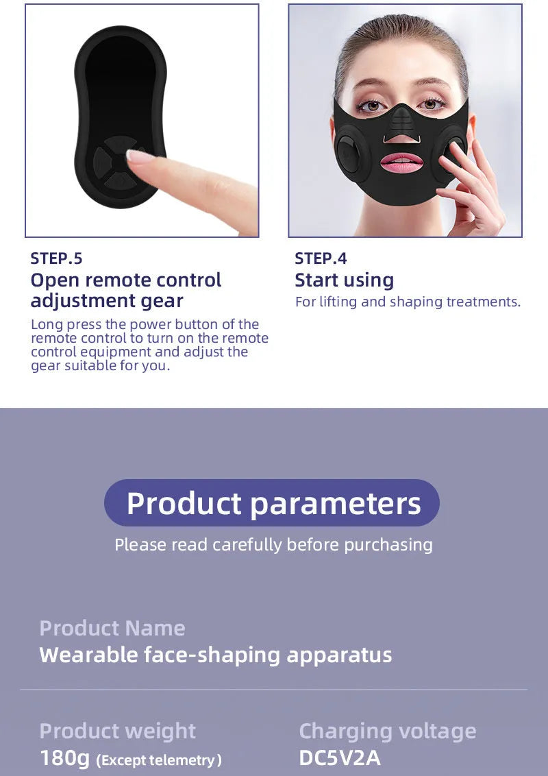 Black photon facial beauty device with USB cable and a white face mask attachment.