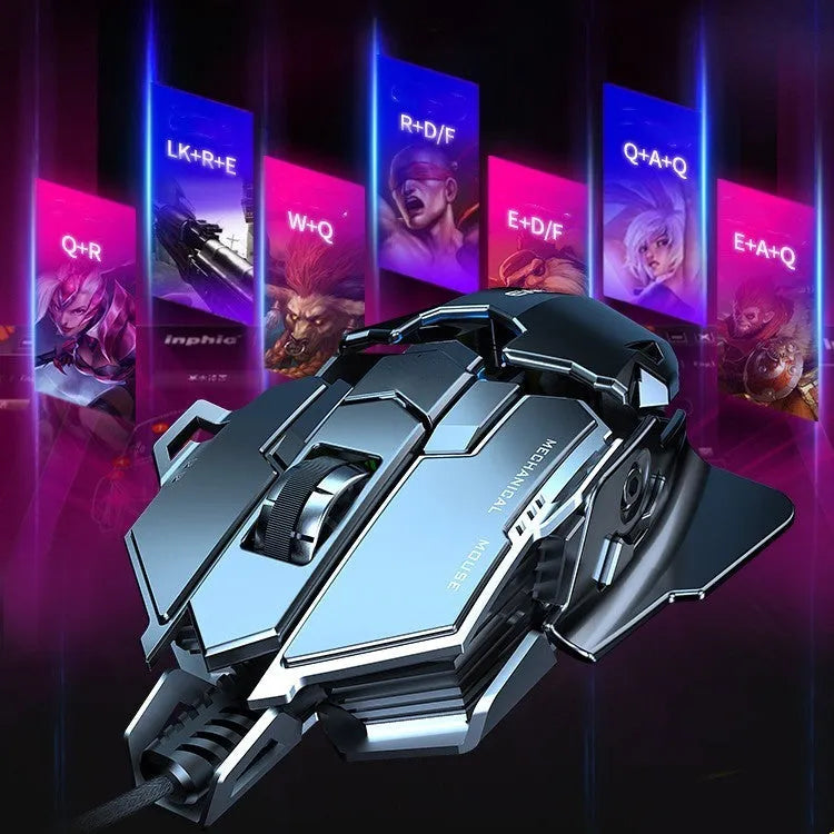 Forerunner MK500 wired esports gaming mouse in metallic black with USB cable