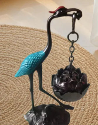 New Chinese style copper alloy gourd fan dragon and phoenix stove pipa incense coil burner in Painted Blue