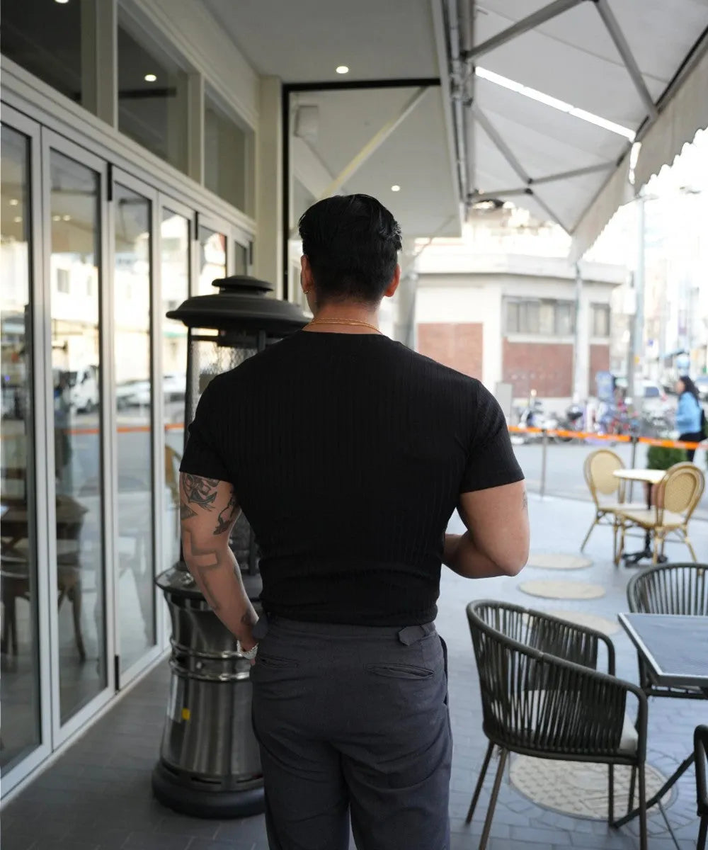 Men's cotton blend crew neck short sleeve t-shirt in white, summer sports fitness wear