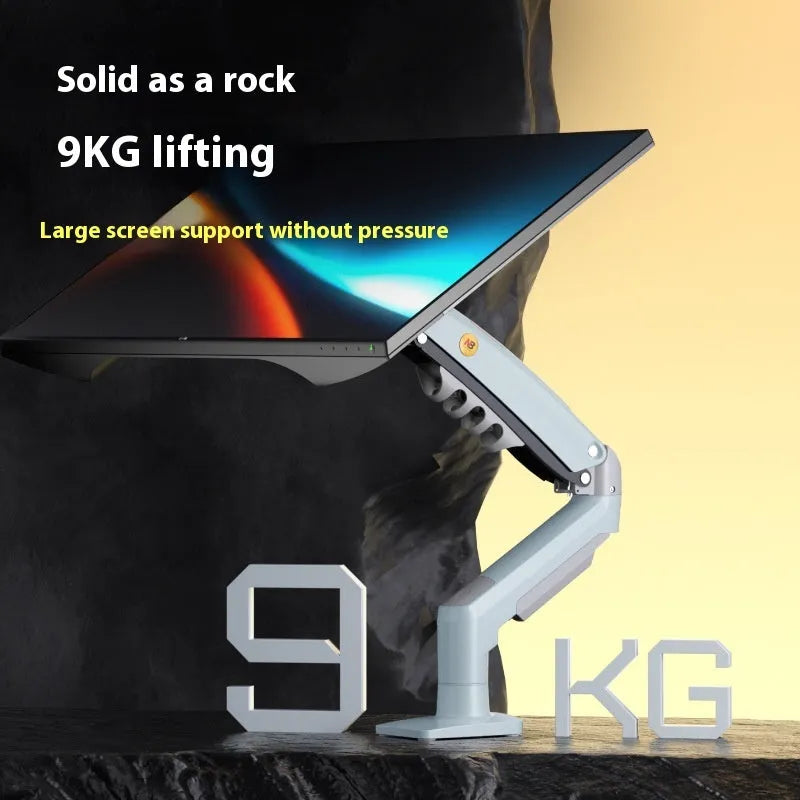 F80-XV gray robotic arm monitor bracket on desk with aluminium alloy frame and ABS plastic parts