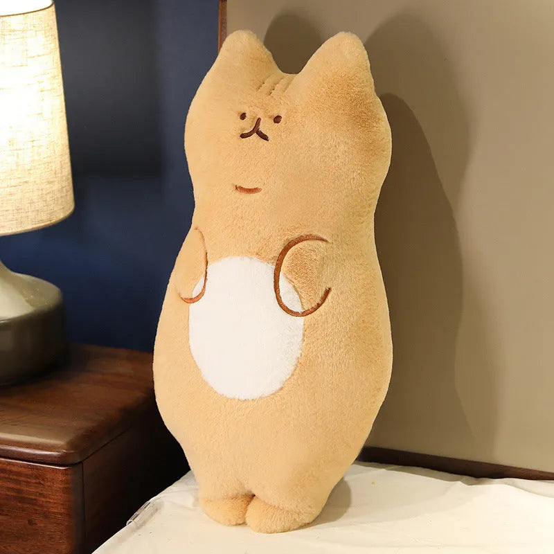 Cute cartoon cat pillow plush toy in 70cm size, standing cat design in yellow