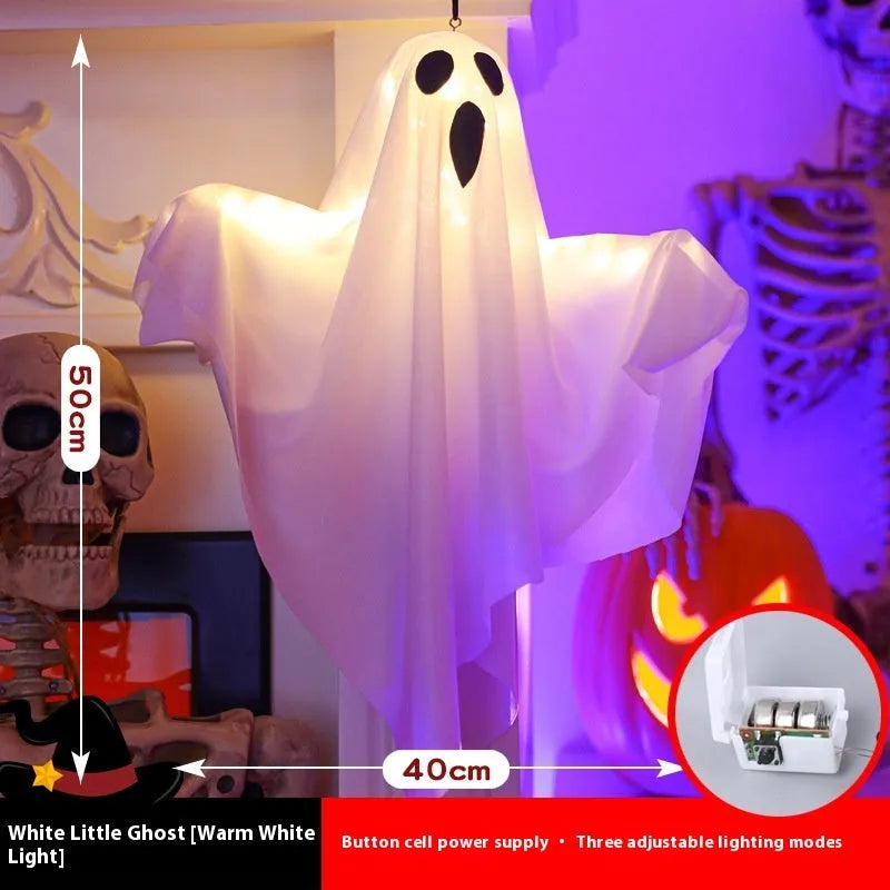 Ghost scream Halloween ambience light with cloth material and button electronics in white or orange colour
