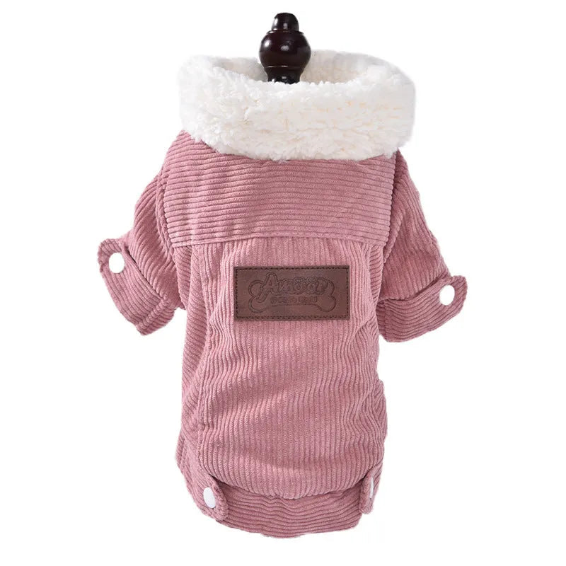 Grey lambswool winter vest for a dog, showing the wool lining and simple vest design.