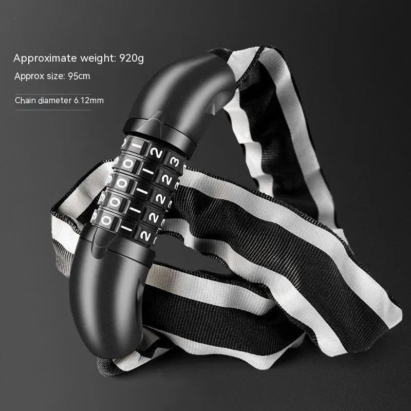 95cm zinc alloy mountain bike chain lock in black or yellow with keychain or password options