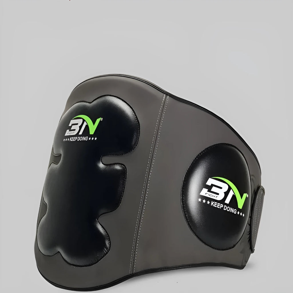 Dark grey Sanda boxing chest protection target for waist training drills.
