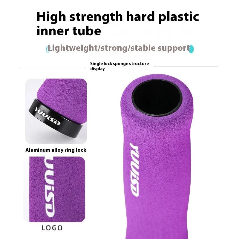 41g sponge mountain bike handle covers in black, purple, and biange colour options