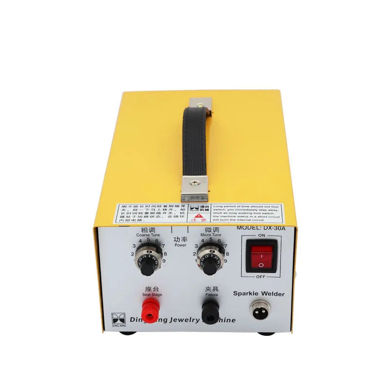 30A jewellery spot welder with foot pedal, DC current, 35x20x14cm, including pedestal, power cord, foot switch and soldering tweezers