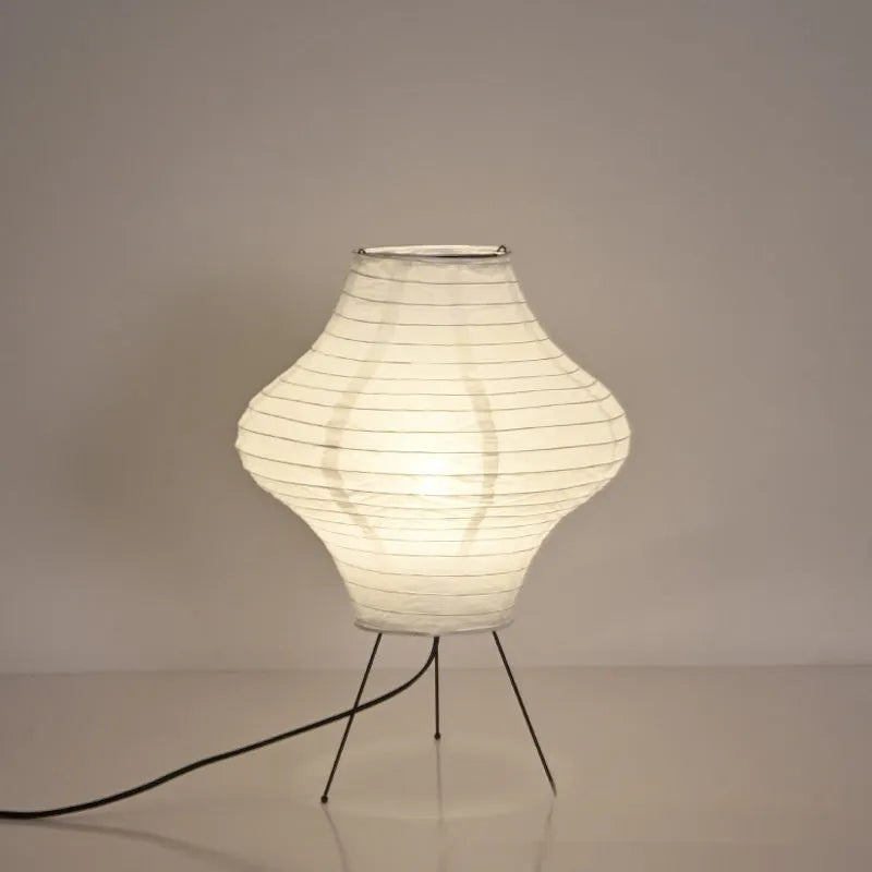 Japanese style Xuan paper table lamp with three-colour light source measuring 32cm wide by 45cm tall