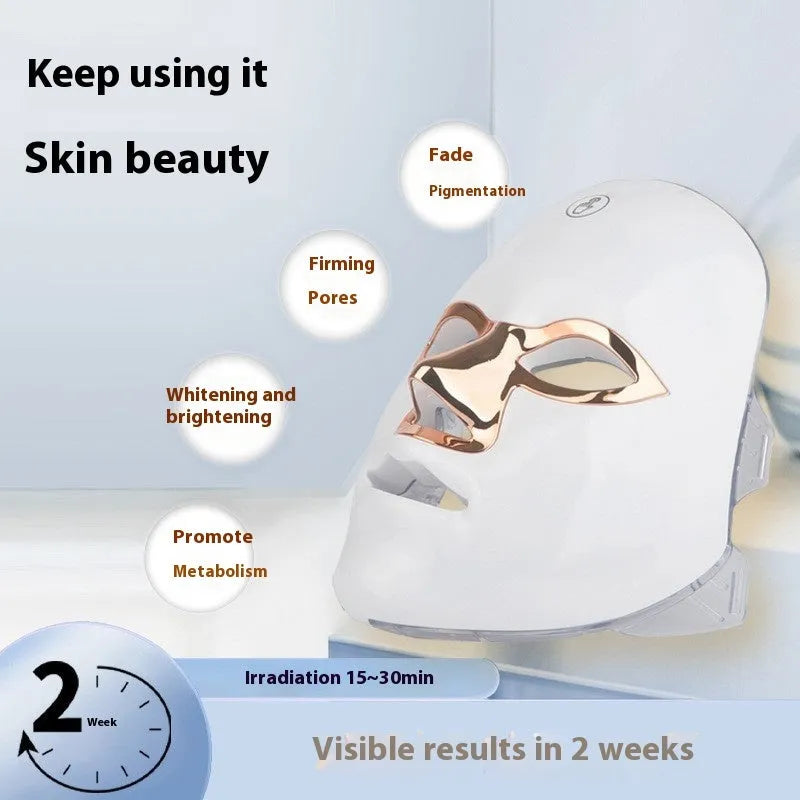 Rechargeable manual touch LED beauty mask in ABS plastic with adjustable strap