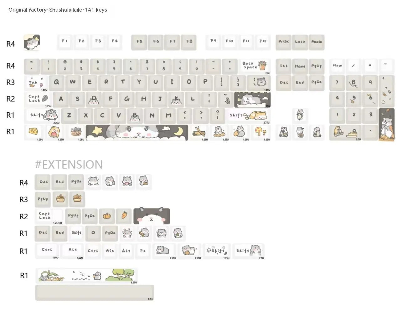 Custard-coloured plastic keycap set for 68 75 98 100 key mechanical keyboards