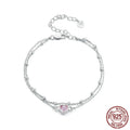 925 sterling silver bracelet with small heart pendant on an adjustable chain, BSB152 colour.