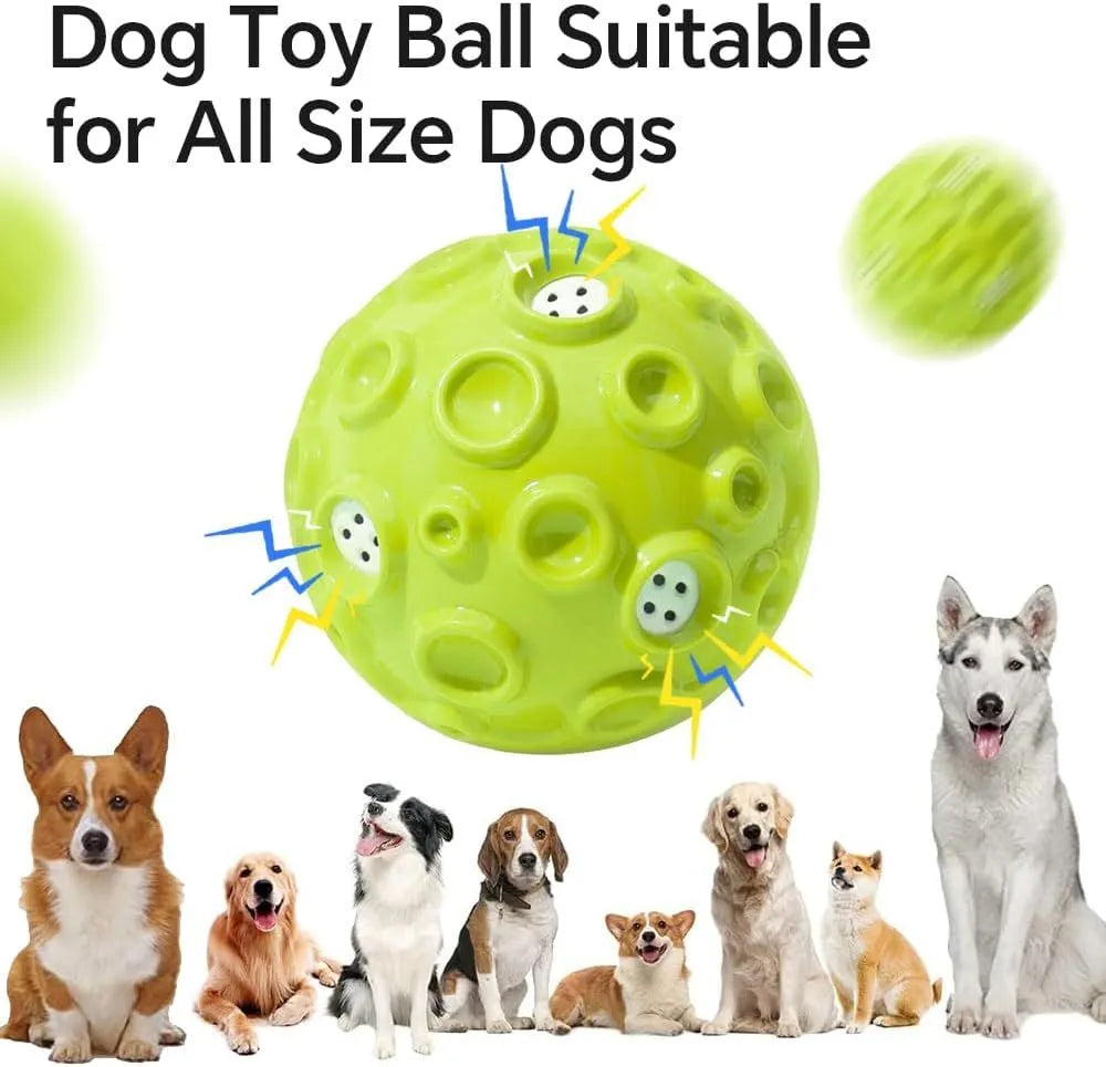 Durable elastic rubber dog toy ball in assorted colours with a textured surface for teeth cleaning.
