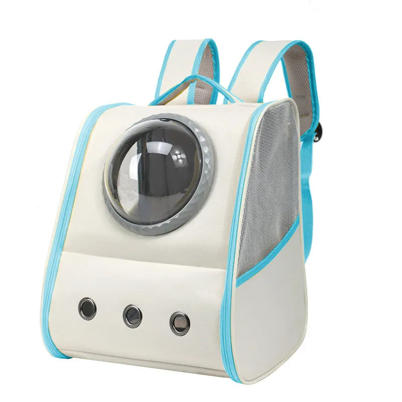 Grey large capacity breathable nylon pet backpack for cats up to 6.50kg, 33x29x42cm