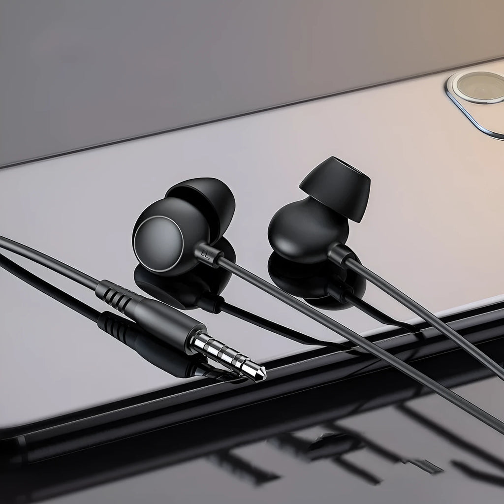 Wired in-ear earphones with 3.5mm plug, silicone tips, 1.2m TPE cable, black or white