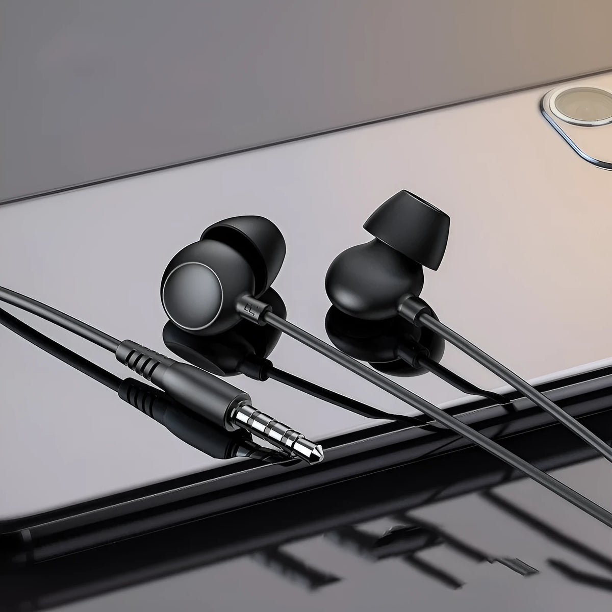 Wired in-ear earphones with 3.5mm plug, silicone tips, 1.2m TPE cable, black or white