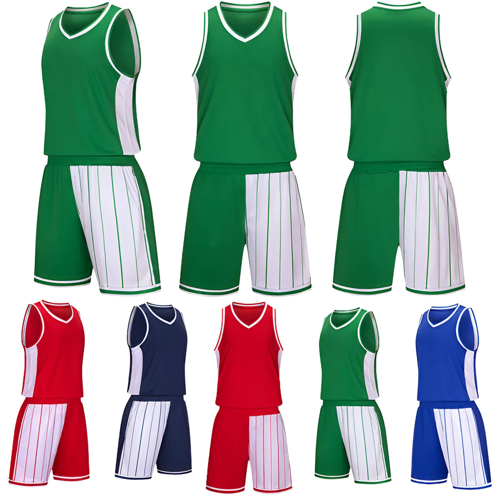 Men's basketball uniform set with quick-dry top and shorts in blue colour.