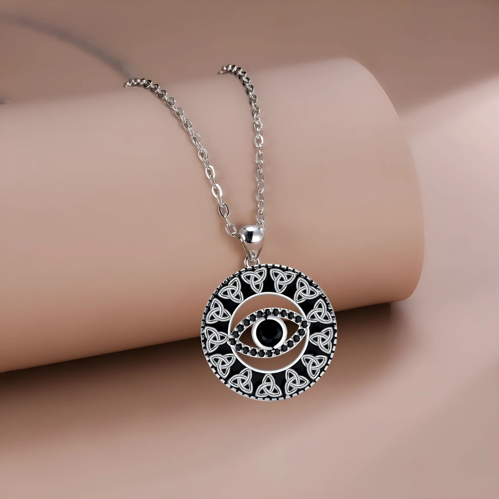 Copper Devil's Eye necklace for women with cross chain design.