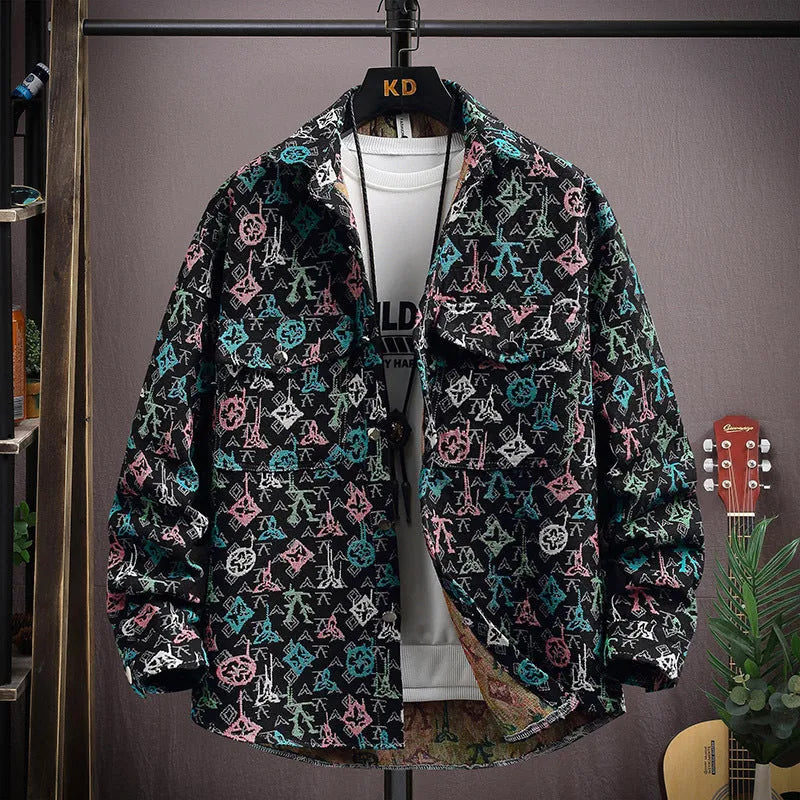 Women's casual lapel shirt coat in a blue colour variant, featuring long sleeves and a straight hem.
