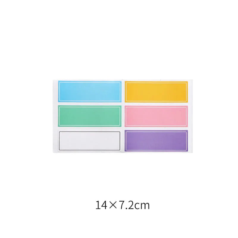 Assortment of paper adhesive stickers, labels, A6 rulers, and sticky notes in various colours and grid layouts.