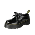 Black women's thick-soled lace-up shoes with ribbon detail on a superfine fibre upper.
